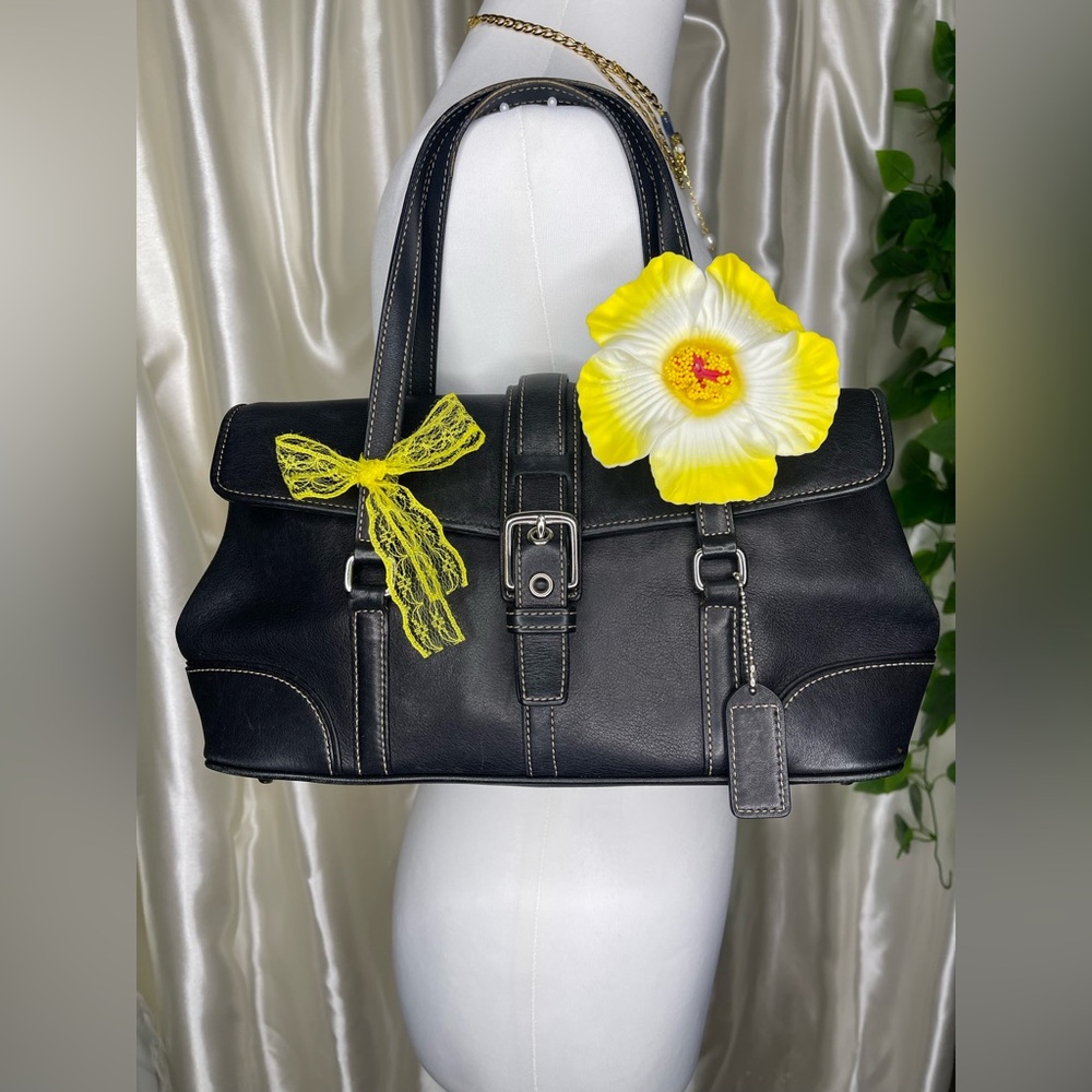 Coach Y2k black Leather flap satchel